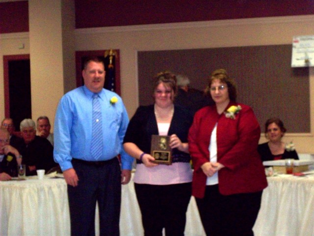 Cadet Firefighter of the year Melanie McAuley with Chief Craig and Assistant Chief Raley.